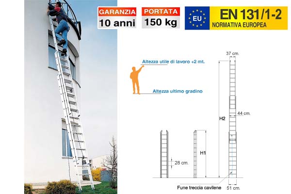 Scala a sfilo in tre tronchi professionale