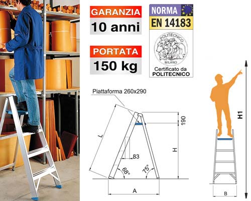 Sgabello per magazzino e industrie